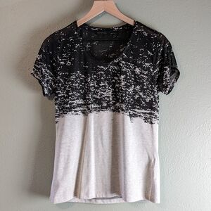 ALLSAINTS Briar Kique Sheer Color Block Short Sleeve Top Size 10
